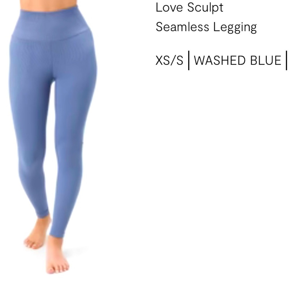 Spiritual Gangster Washed Blue Love Sculpt Ribbed Legging XS/S